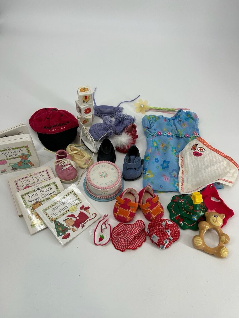 American Girl Doll Lot Accessories, Clothes, Single Shoes, Books, Etc